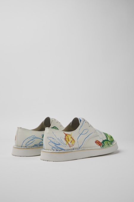 Neuankömmlinge Von Camper De Twins Aus Weiß Bedrucktem Leder Zum Schnüren Für Herren