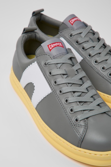 Design Runner Graue Und Gelbe Ledersneaker Für Herren Camper De
