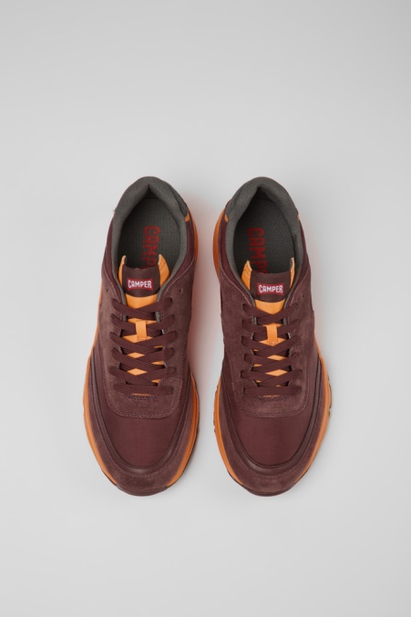 Design Drift Weinrote Und Orangefarbene Textilsneaker Für Herren Camper De