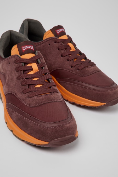 Design Drift Weinrote Und Orangefarbene Textilsneaker Für Herren Camper De