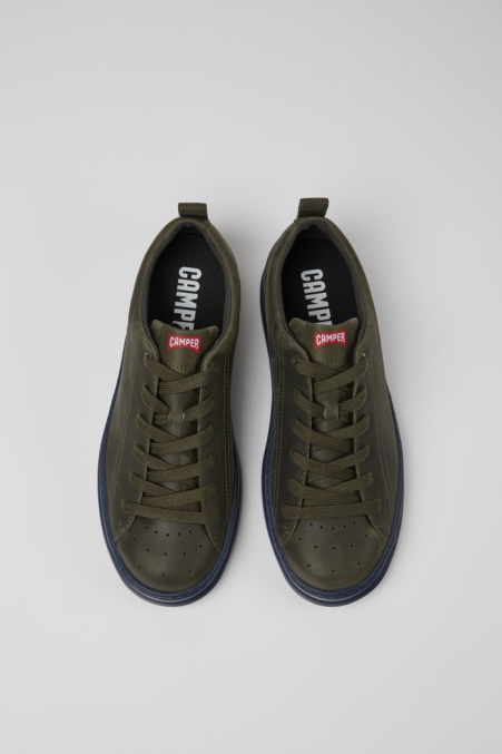 Runner Grüne Ledersneaker Für Herren Camper De Neu Eingetroffen