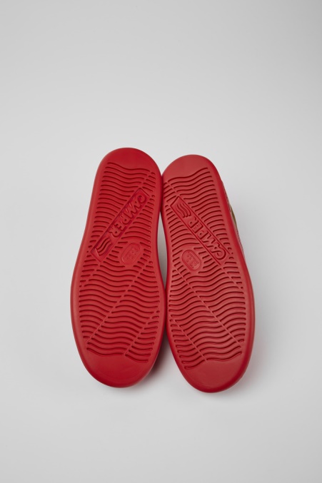 Runner Braune Und Rote Ledersneaker Für Herren Camper De Neu Eingetroffen