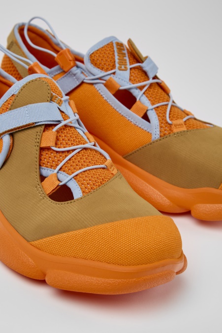 Camper De Karst Orange Und Braune Textilschuhe Für Herren Neu Eingetroffen