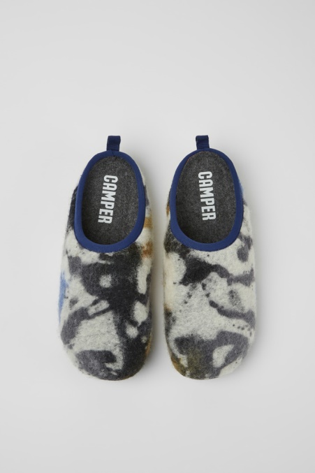 Exklusive Camper De Wabi Blau-schwarze Modische Hausschuhe Aus Recycelter Wolle Für Herren