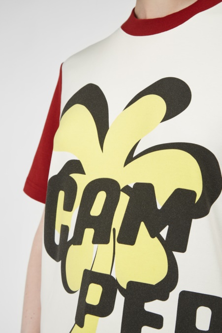 Camper De Design T-shirt Weiß Weinrot Und Gelb Bedrucktes Unisex T-shirt