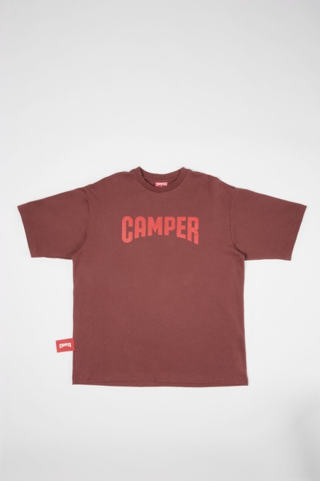 T-shirt Burgunderrotes T-shirt Mit Camper De Logo