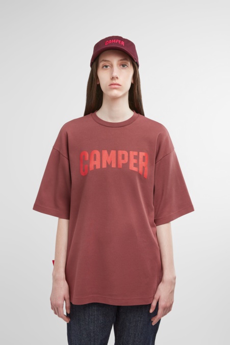 T-shirt Burgunderrotes T-shirt Mit Camper De Logo