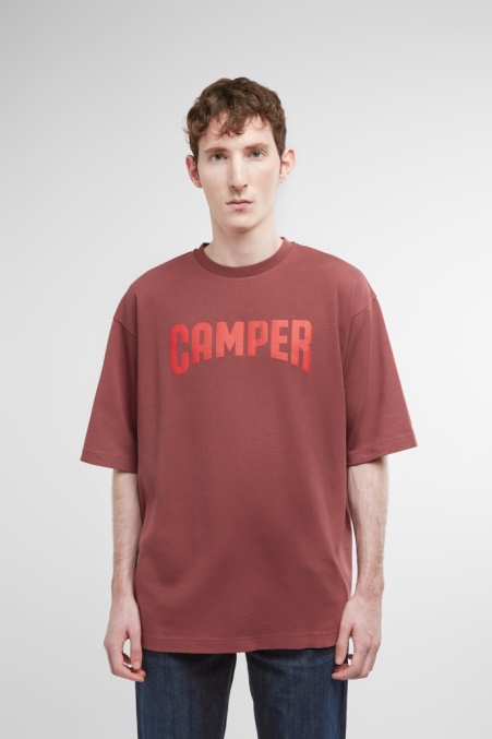 T-shirt Burgunderrotes T-shirt Mit Camper De Logo