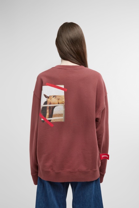 Exklusives Camper De Sweatshirt Weinrotes Sweatshirt Mit Pferdeprint