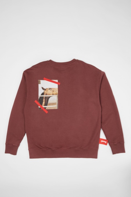 Exklusives Camper De Sweatshirt Weinrotes Sweatshirt Mit Pferdeprint
