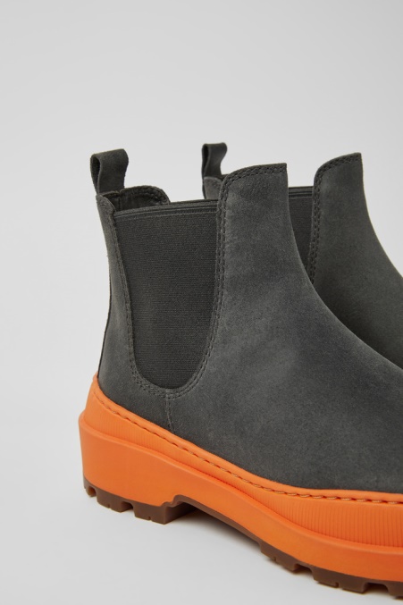 Exklusive Camper De Brutus Trek Michelin Dunkelgraue Und Orange Nubuk Stiefeletten Für Damen