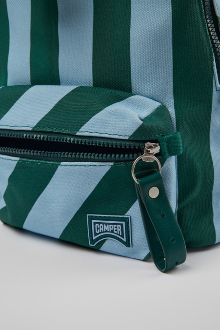 Camper De Design Ado Kleiner Rucksack Aus Recycelter Baumwolle In Blau Und Grün