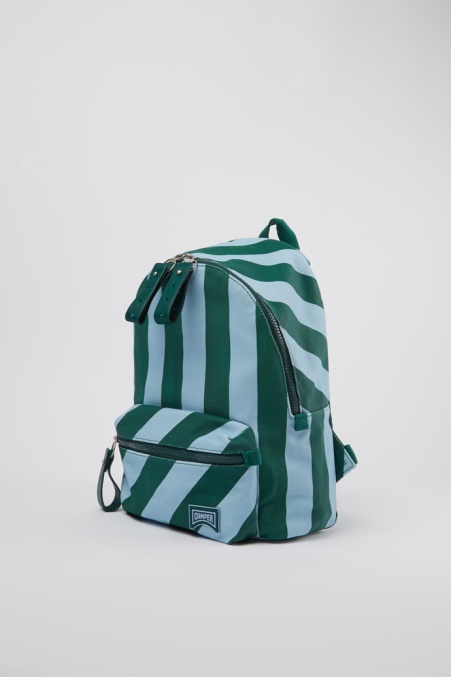Camper De Design Ado Kleiner Rucksack Aus Recycelter Baumwolle In Blau Und Grün