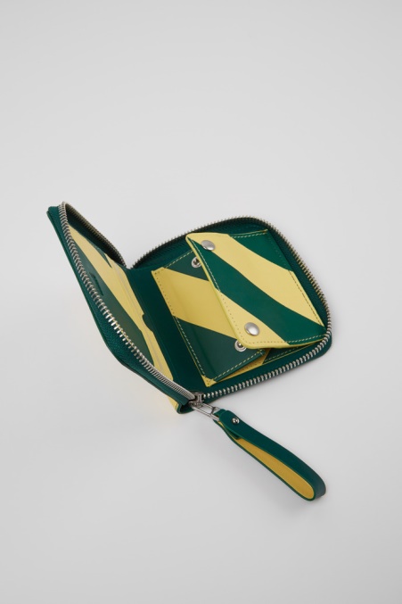 Design Mosa Grün-gelbes Lederportemonnaie Camper De