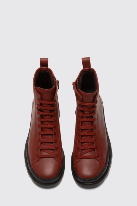 Camper De Design Brutus Rotbrauner Mittelhoher Schnürstiefel Für Damen