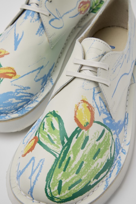 Twins Weiß Bedruckte Lederschuhe Für Damen Exklusiv Camper De