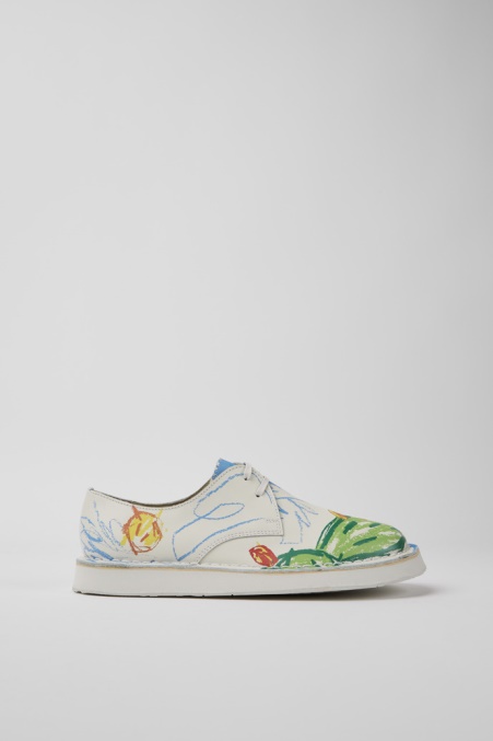 Twins Weiß Bedruckte Lederschuhe Für Damen Exklusiv Camper De