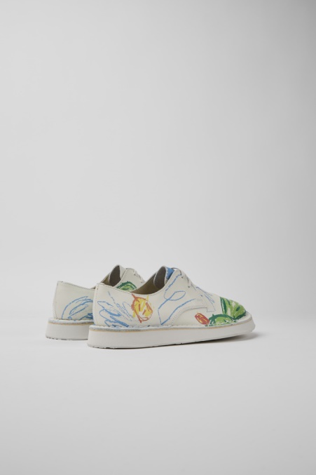 Twins Weiß Bedruckte Lederschuhe Für Damen Exklusiv Camper De