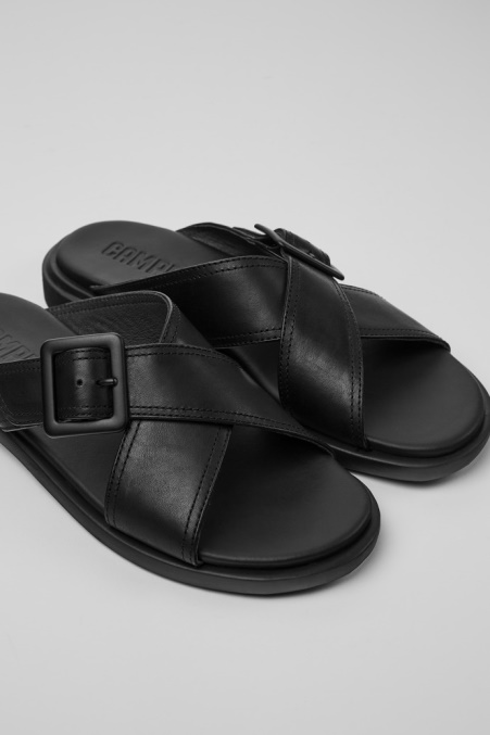 Edy Schwarze Ledersandalen Für Damen Exklusiv Camper De