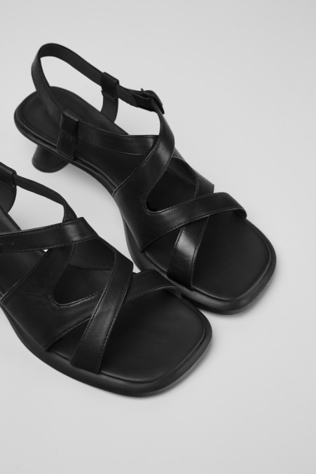Design Dina Schwarze Ledersandalen Für Damen Camper De