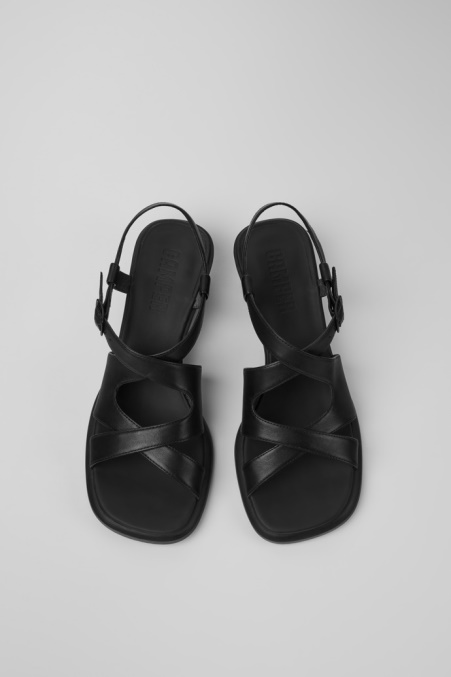 Design Dina Schwarze Ledersandalen Für Damen Camper De