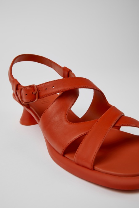 Camper De Design Dina Rote Ledersandalen Für Damen