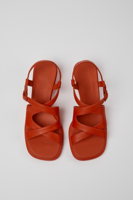 Camper De Design Dina Rote Ledersandalen Für Damen