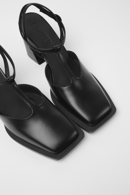 Camper De Karole Schwarz Leder T-bar Schuhe Für Damen Neu Eingetroffen