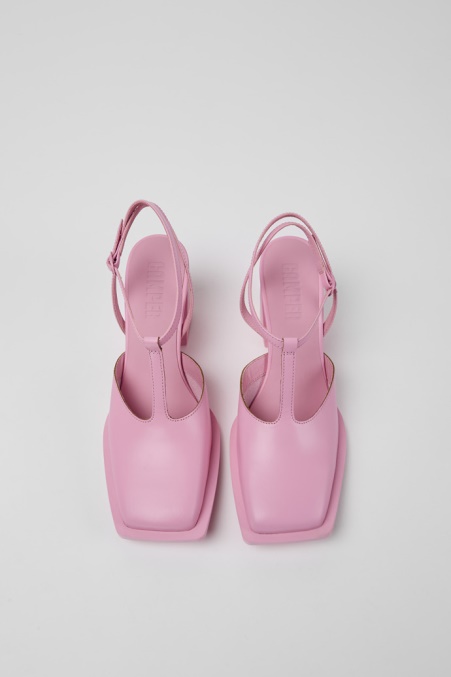 Exklusive Camper De Karole Rosa Leder T-bar Schuhe Für Damen