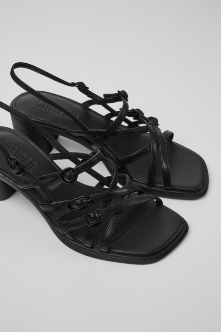 Meda Schwarze Ledersandalen Für Damen Camper De Neu Eingetroffen