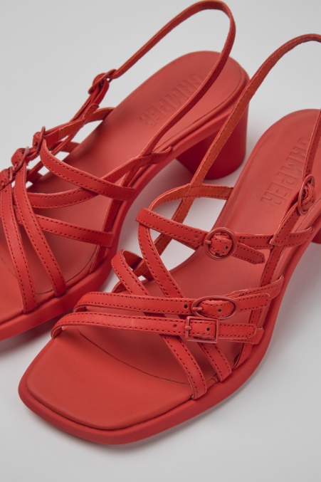 Design Meda Rote Ledersandalen Für Damen Camper De