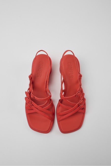 Design Meda Rote Ledersandalen Für Damen Camper De