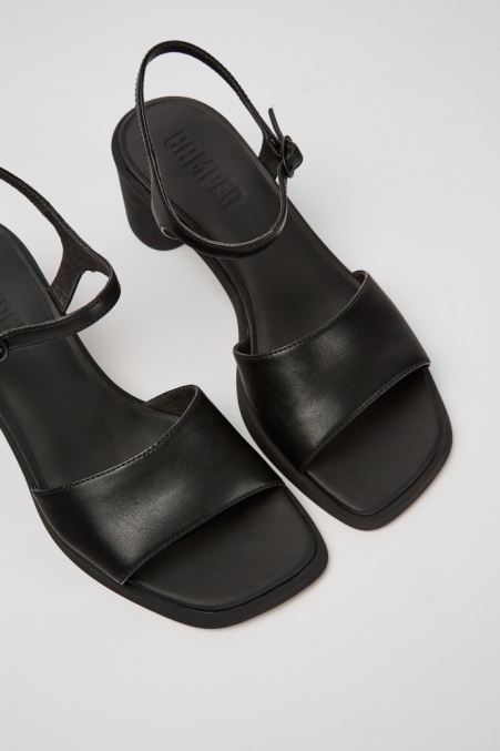 Camper De Design Meda Schwarze Ledersandalen Für Damen