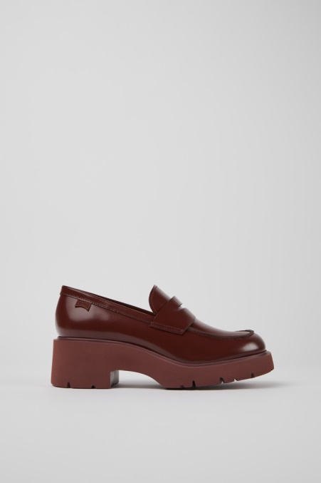 Exklusive Camper De Milah Weinrote Lederloafer Für Damen