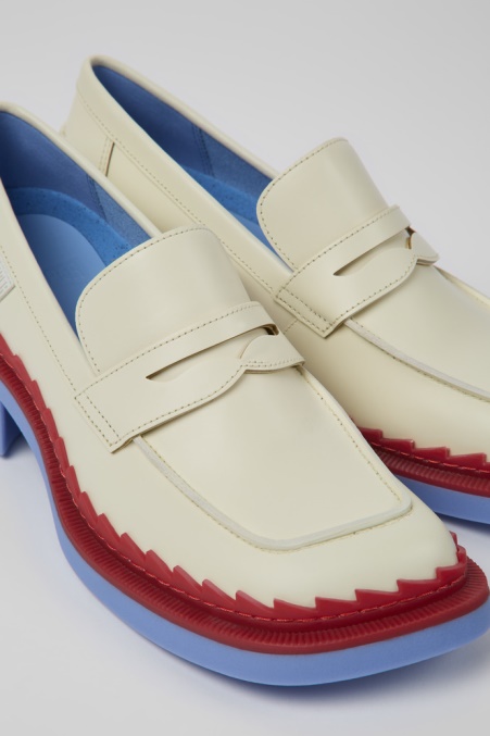 Taylor Weiß-rote Lederloafer Für Damen Camper De Neu Eingetroffen