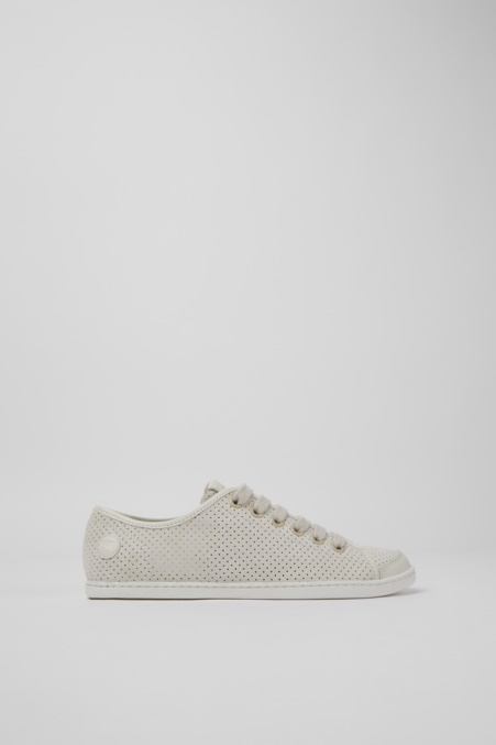 Camper De Design Uno Beige-weiße Lederturnschuhe Für Damen