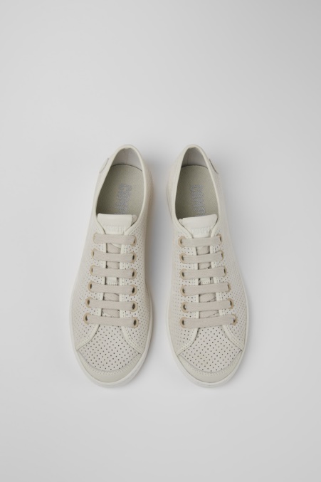 Camper De Design Uno Beige-weiße Lederturnschuhe Für Damen