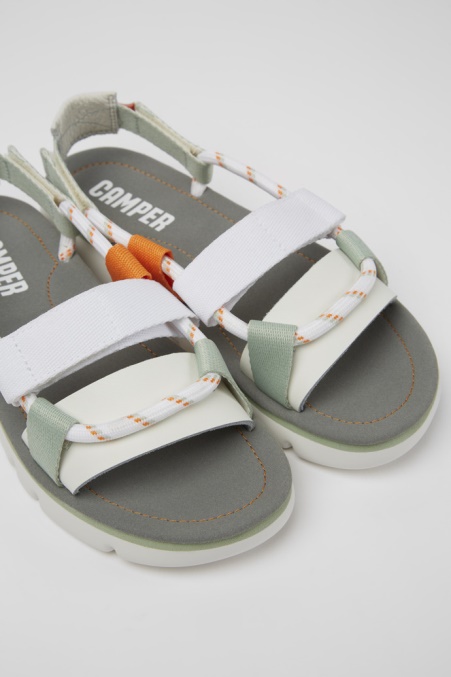 Camper De Design Oruga Weiß, Grün Und Orange Sandalen Für Damen