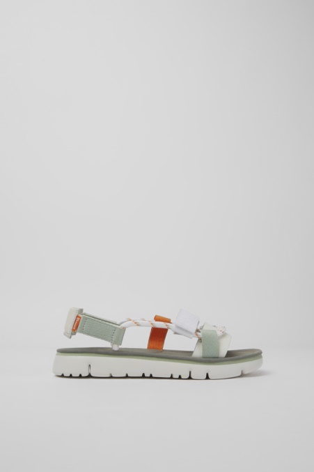 Camper De Design Oruga Weiß, Grün Und Orange Sandalen Für Damen