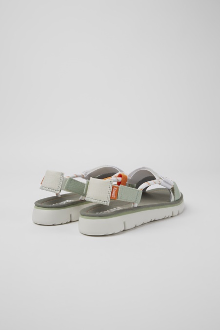 Camper De Design Oruga Weiß, Grün Und Orange Sandalen Für Damen