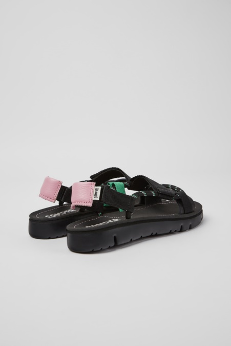 Camper De Oruga Schwarz Rosa Und Grün Ledersandalen Für Damen Neu Eingetroffen