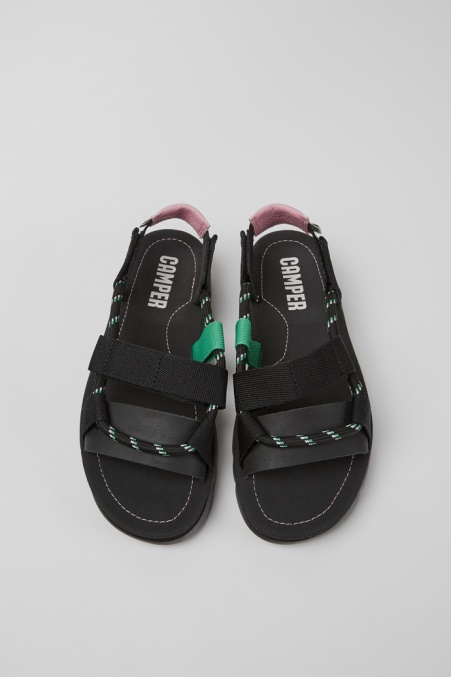 Camper De Oruga Schwarz Rosa Und Grün Ledersandalen Für Damen Neu Eingetroffen