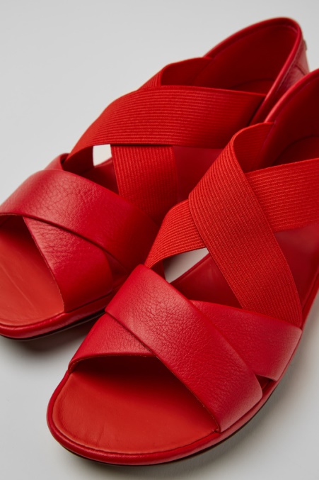 Design Rechts Rote Ledersandalen Für Damen Camper De