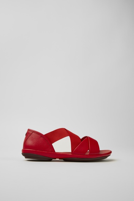 Design Rechts Rote Ledersandalen Für Damen Camper De
