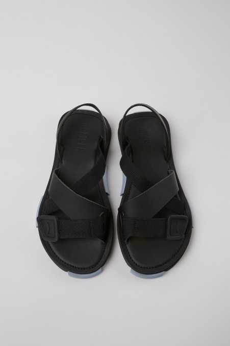 Camper De Set Sandalen Aus Schwarzem Leder Und Recycelten Haustieren Für Damen Neu Eingetroffen