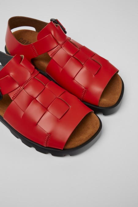 Camper De Design Brutus Sandale Rote Ledersandalen Für Damen