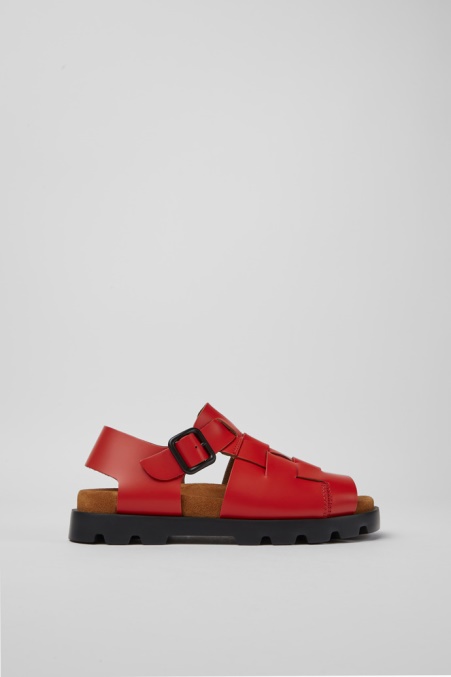 Camper De Design Brutus Sandale Rote Ledersandalen Für Damen