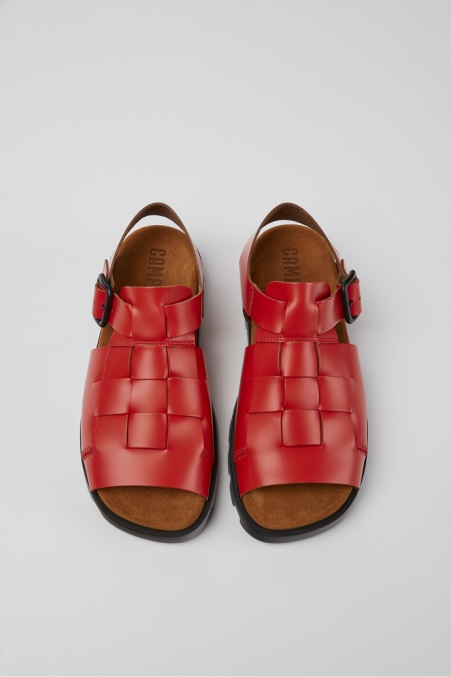 Camper De Design Brutus Sandale Rote Ledersandalen Für Damen
