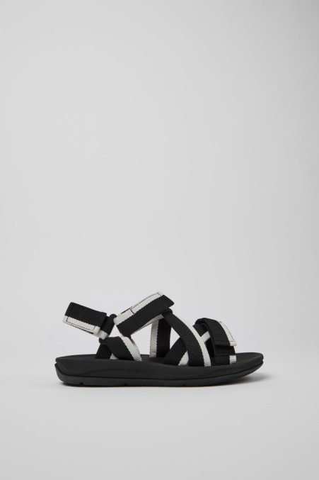 Design Match Schwarz-weiße Sandalen Aus Recyceltem Pet Für Damen Camper De