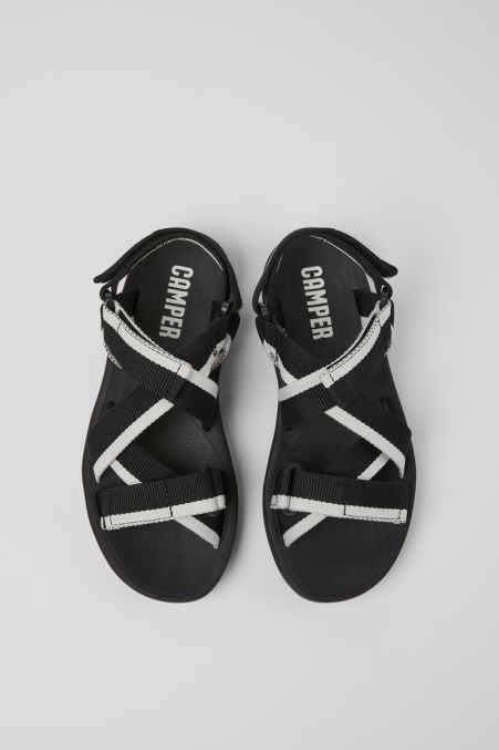 Design Match Schwarz-weiße Sandalen Aus Recyceltem Pet Für Damen Camper De